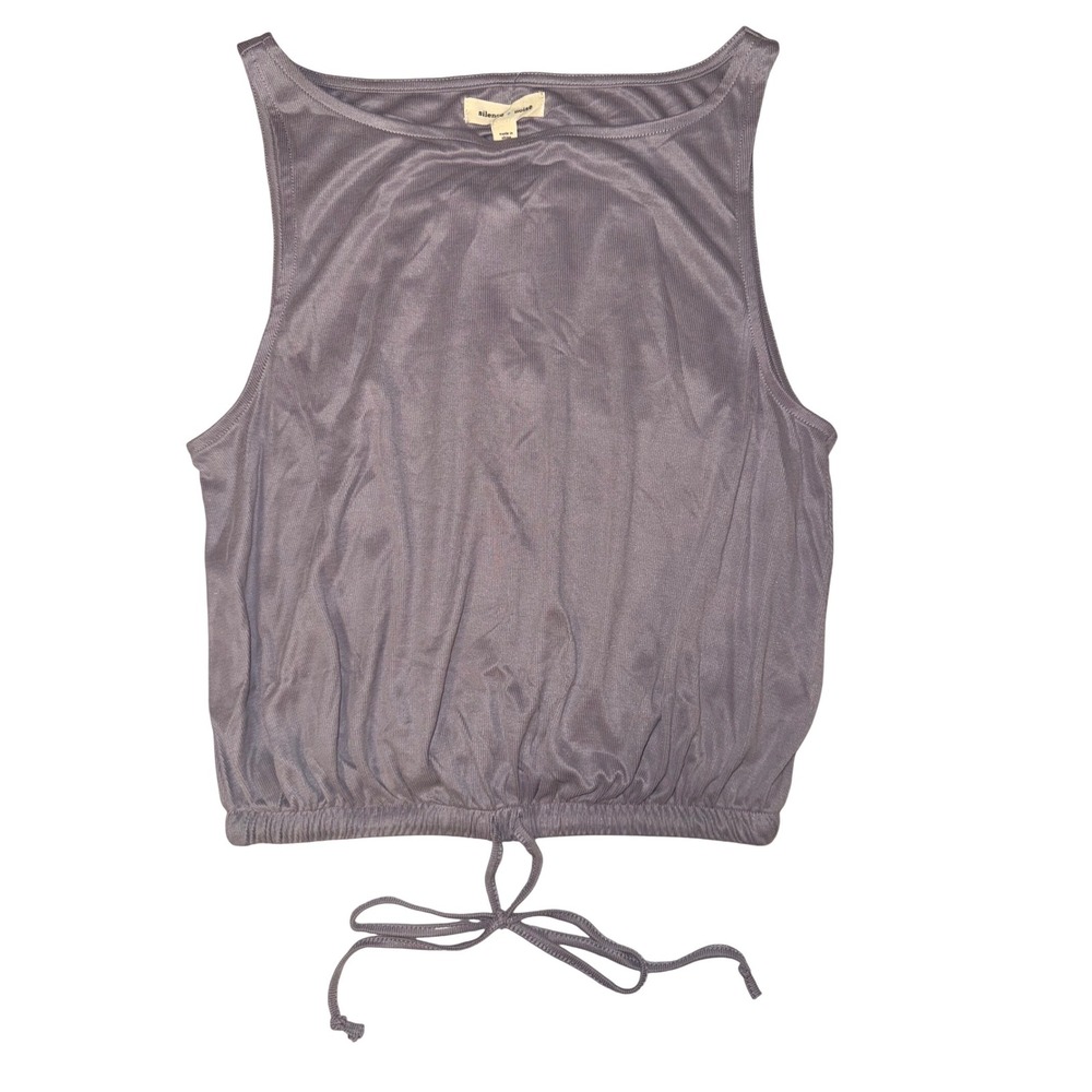Silence + Noise Lavender Ribbed Cropped Tank Top Drawstring Waist XS‎ NEW